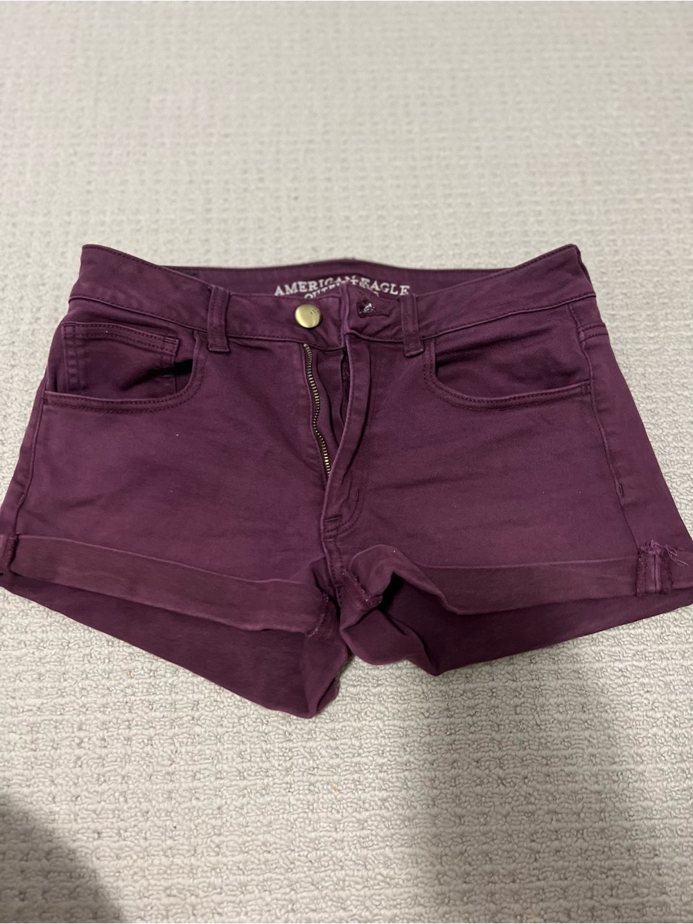 American Eagle Outfitters Plum/Cranberry High-Rise Denim Shorts